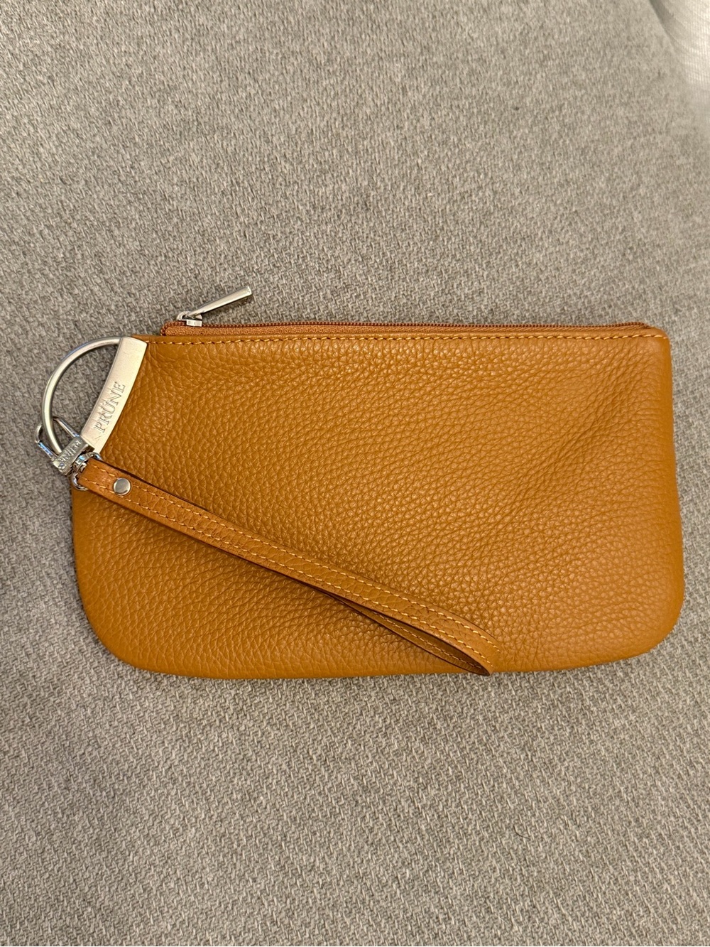 PRUNE Peanut Brown Leather Wristlet Clutch